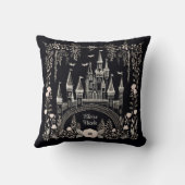 Coussin Illustration du château de Fairytale noir et blanc (Verso)