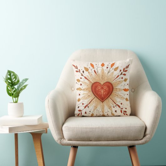 Coussin Illustration du coeur du Boho (Chaise)