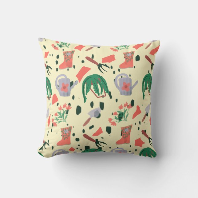 Coussin Illustration du Doodle de jardinage de printemps (Recto)