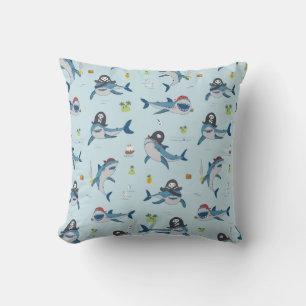 Coussin Illustration du Doodle de requin pirate