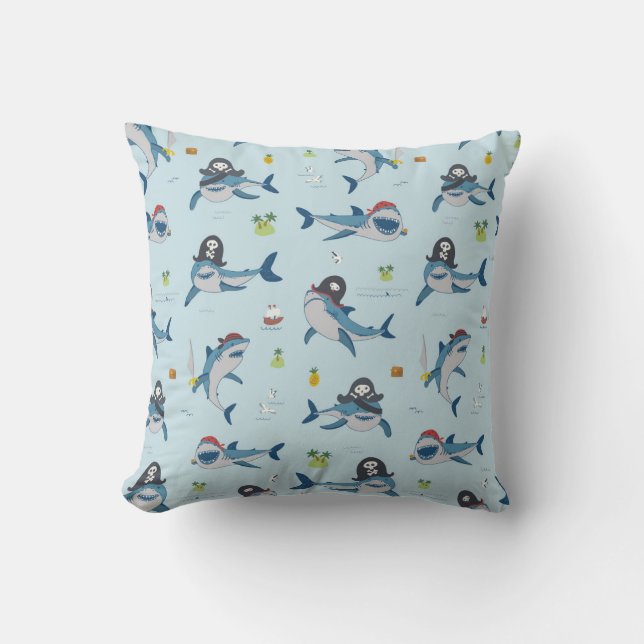 Coussin Illustration du Doodle de requin pirate (Recto)