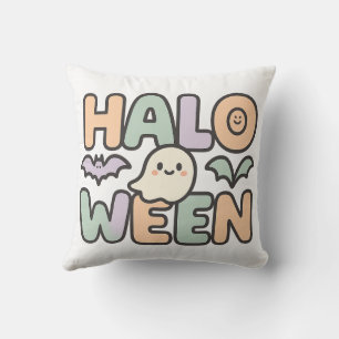 Coussin Illustration du fantôme d'Halloween et des chauves