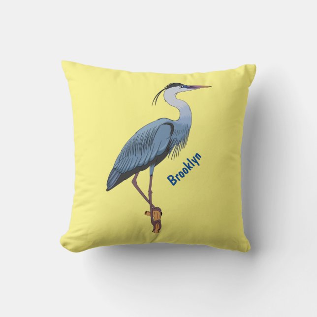 Coussin Illustration du grand héron bleu (Recto)
