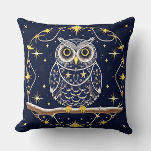 Coussin Illustration du hibou de nuit complexe
