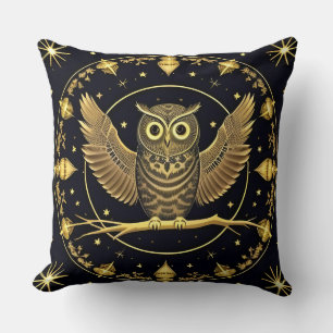 Coussin Illustration du hibou de nuit complexe