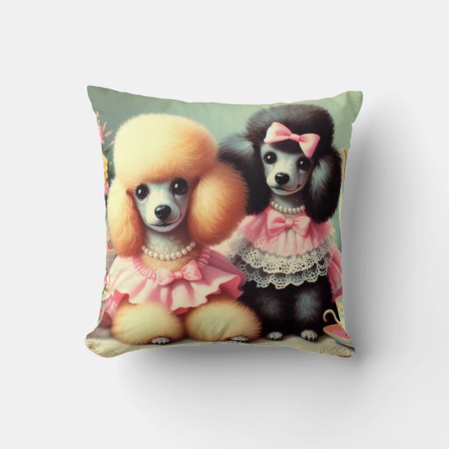Coussin Illustration du mignon caniche (Recto)