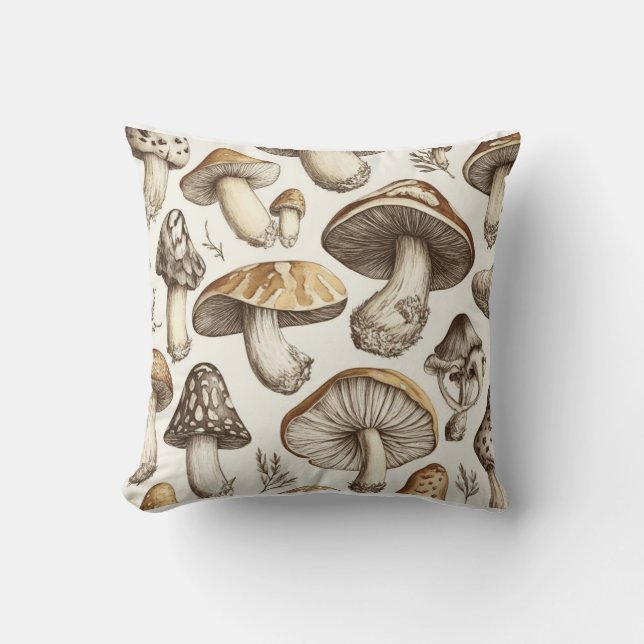 Coussin Illustration du Motif du champignon (Recto)