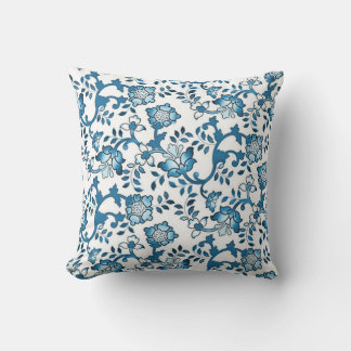 Coussin Illustration du motif Floral bleu vintage