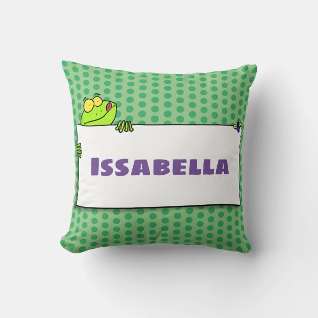 Coussin Illustration du panneau de grenouille verte mignon (Recto)