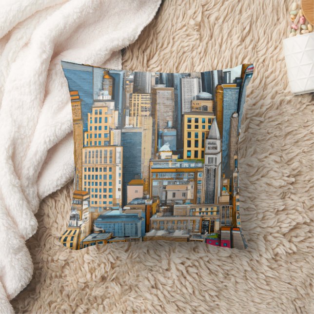 Coussin Illustration du paysage urbain de New York (Couverture)