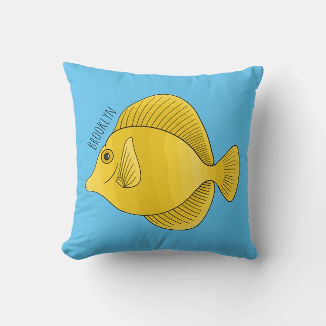 Coussin Illustration du poisson-tang jaune (Recto)