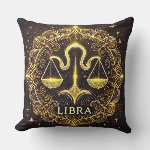 Coussin Illustration du signe du zodiaque Balance dorée