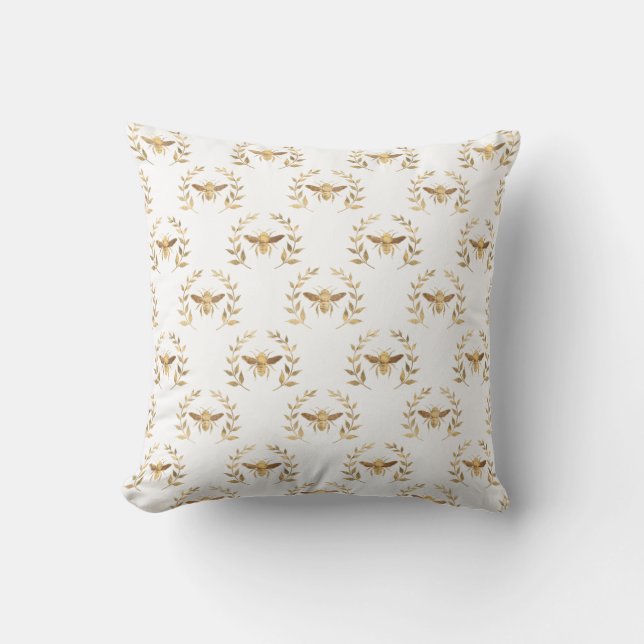 Coussin Illustration du tissu blanc en or de couronne d'ab (Recto)