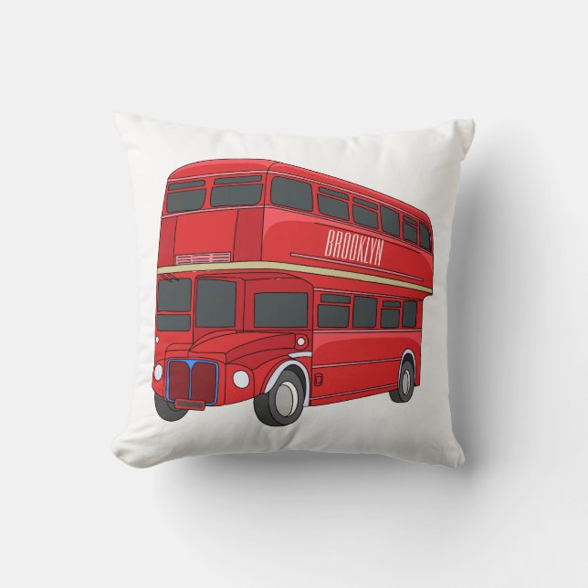 Coussin Illustration d'un bus à deux étages (Recto)