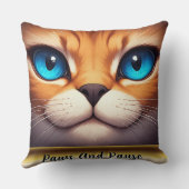 Coussin Illustration d'un chat mignon aux yeux bleus brill (Verso)