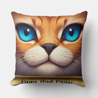 Coussin Illustration d'un chat mignon aux yeux bleus brill