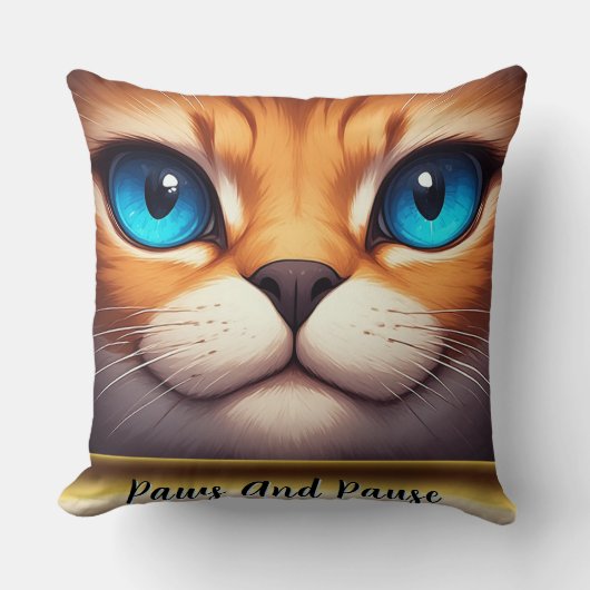Coussin Illustration d'un chat mignon aux yeux bleus brill (Recto)