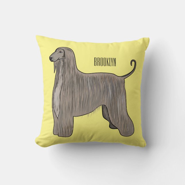 Coussin Illustration d'un chien hound afghan (Recto)
