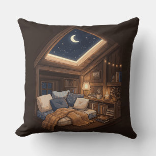 Coussin Illustration d'un coin de lecture confortable dans