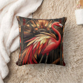 Coussin Illustration d'un Flamant rose Art déco dynamique (Couverture)