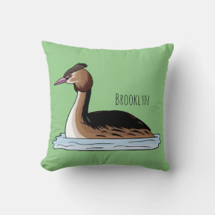 Coussin Illustration d'un grand oiseau de grèbe huppé