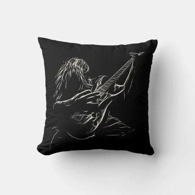 Coussin Illustration d'un musicien de rock (Recto)