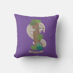Coussin Illustration d'une anteure de pangolin mignonne