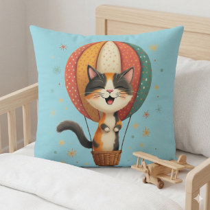 Coussin Illustration d'une aventure céleste d'un chat cali
