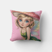 Coussin Illustration d'une fée de la forêt avec un chapeau (Recto)