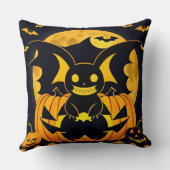 Coussin Illustration effrayante d'Halloween avec citrouill (Verso)