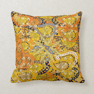 Coussin Illustration en jaune, orange et marron. I