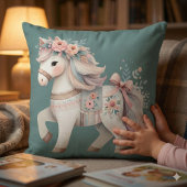 Coussin Illustration Fantastique de Cheval aux Pastels Flo