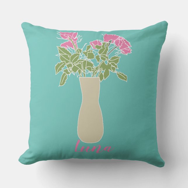 Coussin Illustration Fleur Originale De Ligne Moderne (Recto)