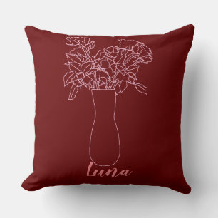 Coussin Illustration Fleur Originale De Ligne Moderne