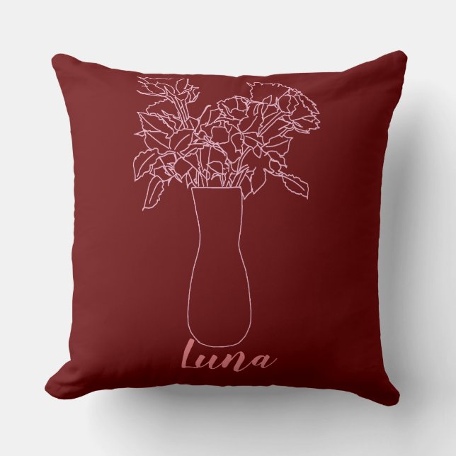 Coussin Illustration Fleur Originale De Ligne Moderne (Recto)