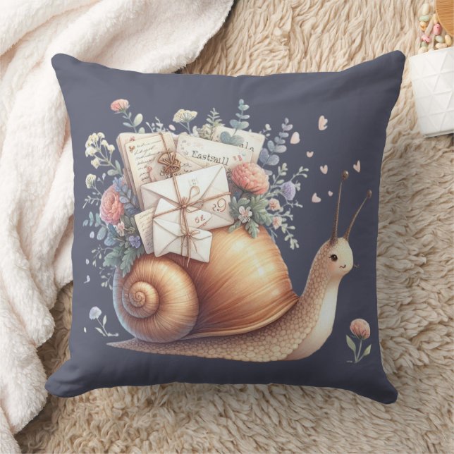 Coussin Illustration Floral Pastel du mignon Snail Mail (Couverture)