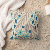 Coussin Illustration florale bleu pêche aqua beige (Couverture)