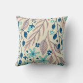 Coussin Illustration florale bleu pêche aqua beige (Verso)