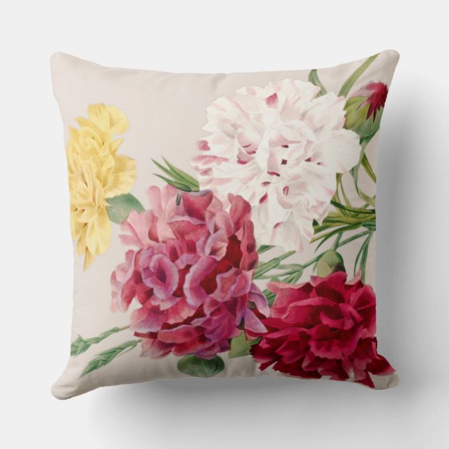 Coussin Illustration florale d'œillet vintage (Verso)
