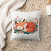 Coussin Illustration Florale Renard Endormi Mignonne (Couverture)