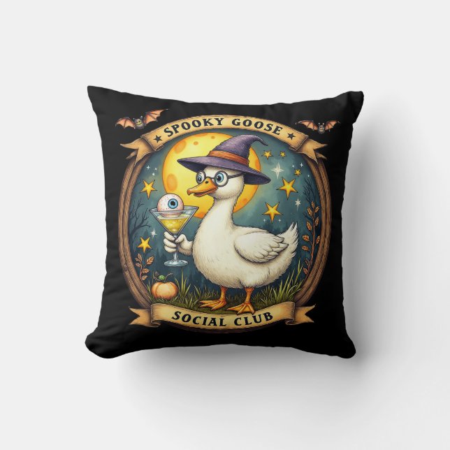 Coussin Illustration graphique d'Halloween de l'oie effray (Recto)