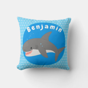 Coussin Illustration joyeuse du grand requin blanc