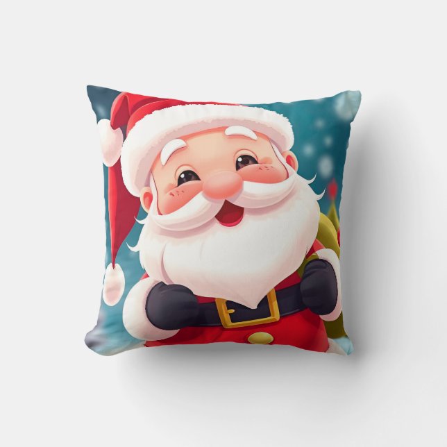 Coussin Illustration joyeuse du Père Noël (Recto)
