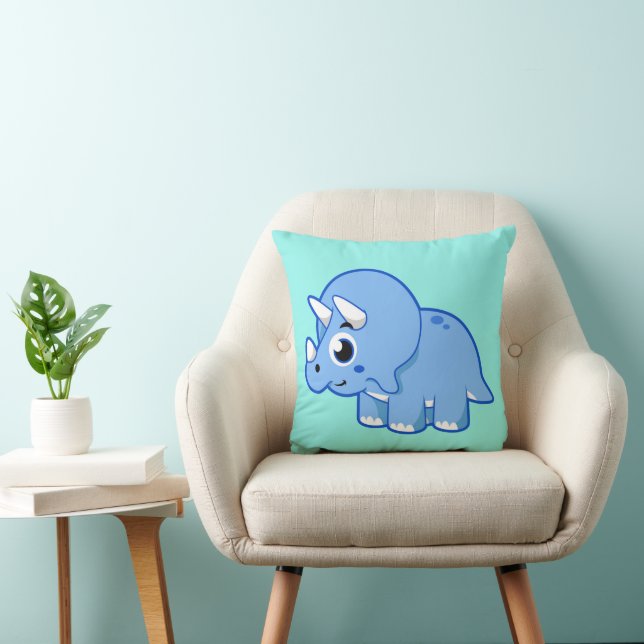 Coussin Illustration Mignonne D'Un Dinosaure Tricératops. (Chaise)