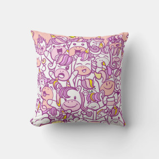 Coussin Illustration, mignonne licorne et collection de po