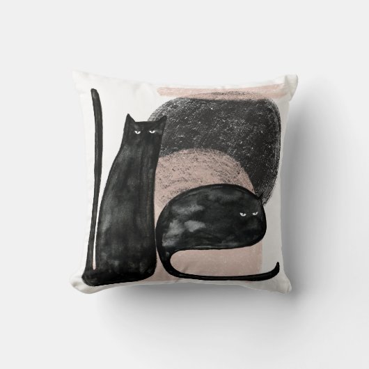 Coussin Illustration minimaliste des chats noirs, art mode (Recto)