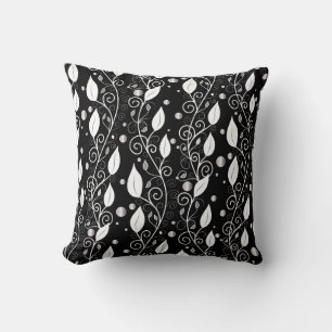 Coussin Illustration moderne abstraite d'encre noire et bl