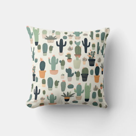 Coussin Illustration motif Cactus Green Minimal (Recto)