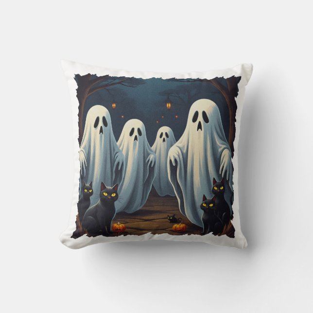 Coussin Illustration nocturne hantée (Recto)