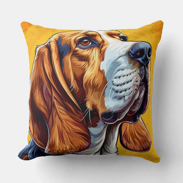 Coussin Illustration numérique colorée d'un chien Beagle (Recto)